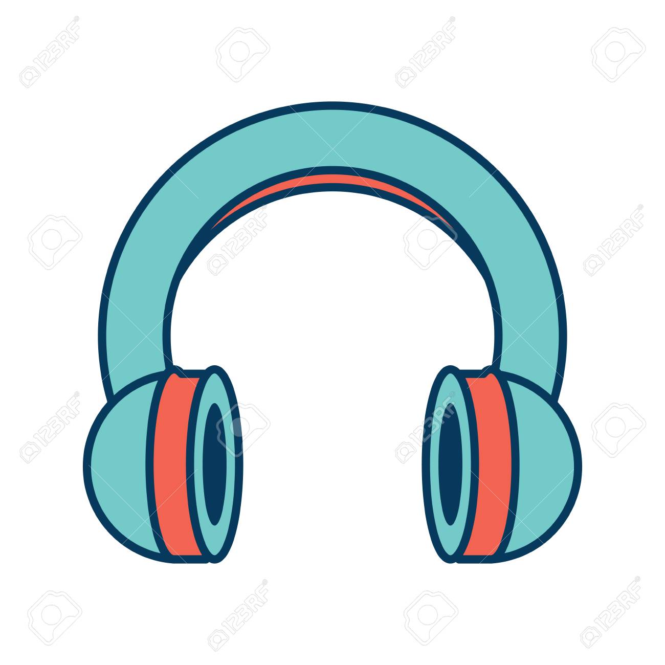 白い背景 カラフルなデザインの上にヘッドフォンアイコン ベクトル図 のイラスト素材 ベクタ Image