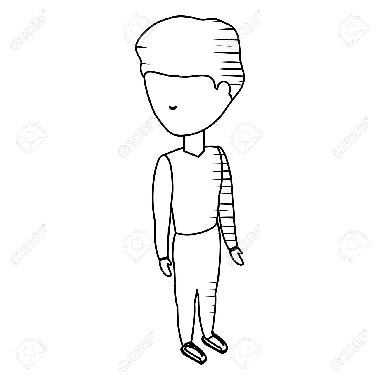 白い背景ベクトルイラストの上にアイコンを立ってカジュアルな服を着たアバターの男のイラスト素材 ベクタ Image 白い背景ベクトルイラストの上にアイコンを立ってカジュアルな服を着たアバターの男のイラスト素材 ベクタ Image