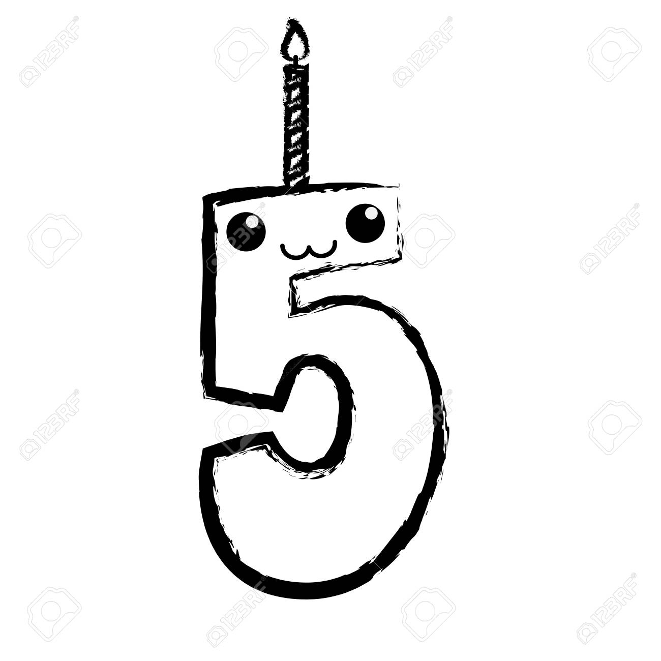 Birthday Candle Of Number Five Over White Background Vector Royalty Free Cliparts Vectors And Stock Illustration Image