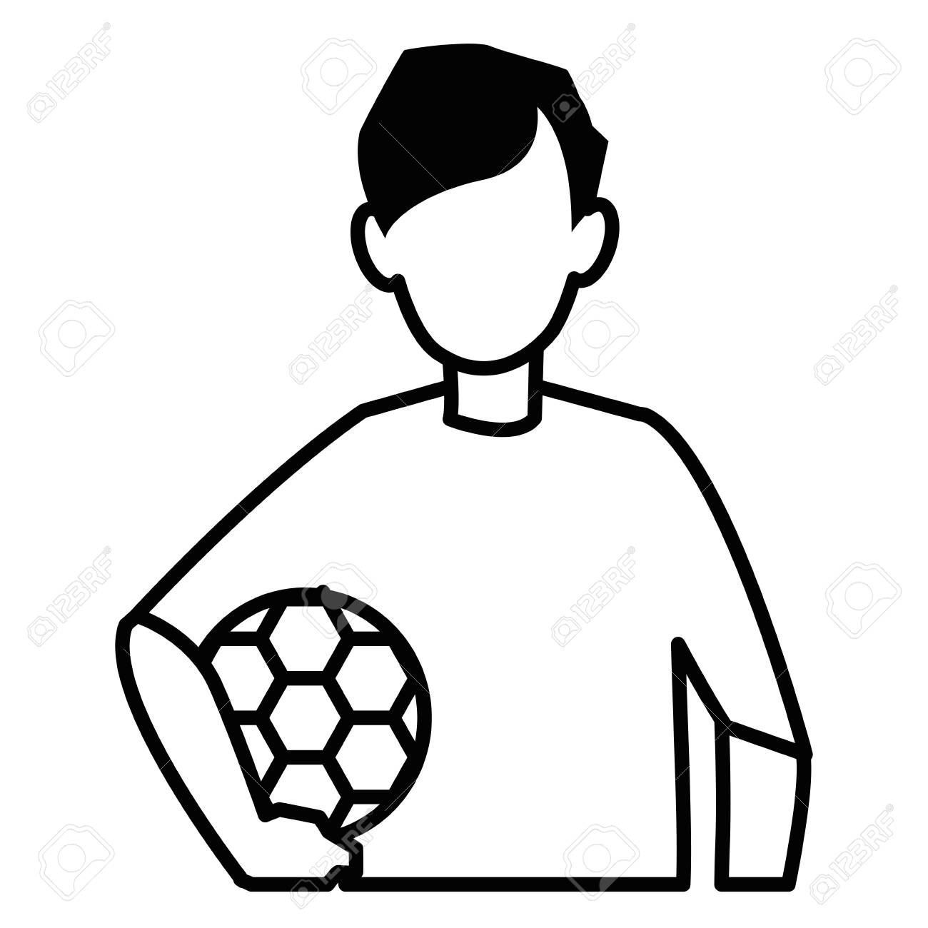 Avatar Boy Holding A Soccer Ball Over White Background Vector Illustration Royalty Free Cliparts Vectors And Stock Illustration Image