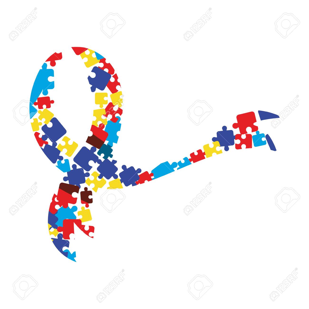 Puzzles Shaped Ribbon Autism Awareness Day Vector Illustration Royalty Free  SVG, Cliparts, Vectors, and Stock Illustration. Image 124132517.