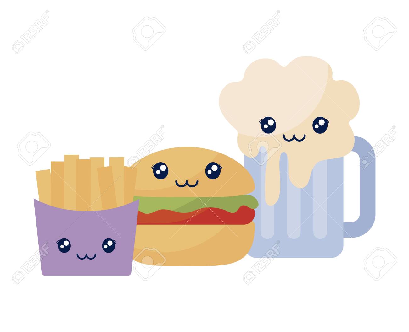 フライドポテトとハンバーガーとのビール可愛いキャラクターベクトルイラストデザイン のイラスト素材 ベクタ Image フライドポテトとハンバーガーとのビール可愛いキャラクターベクトルイラストデザイン のイラスト素材 ベクタ Image