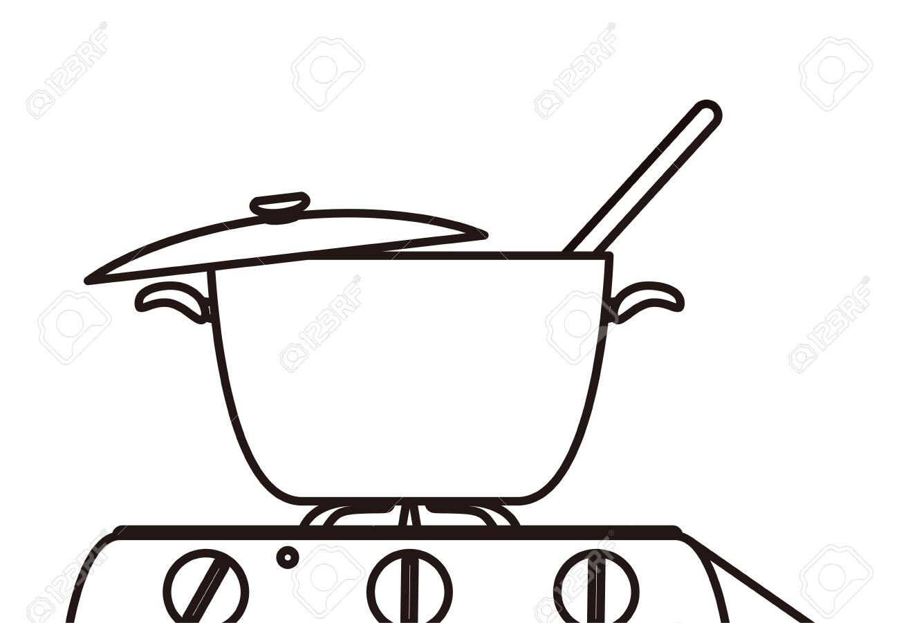Pot Spoon Stove Preparation Cooking Vector Illustration Royalty Free SVG,  Cliparts, Vectors, and Stock Illustration. Image 137003578., image size:1300x901
