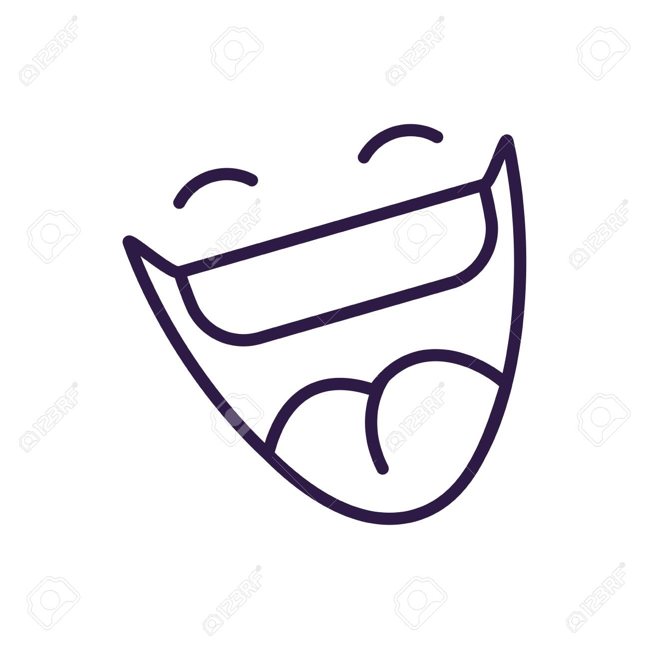 Cartoon Mouth Laughing Over White Background, Line Style Icon, Vector  Illustration Royalty Free SVG, Cliparts, Vectors, and Stock Illustration.  Image 143064282., image size:1300x1300