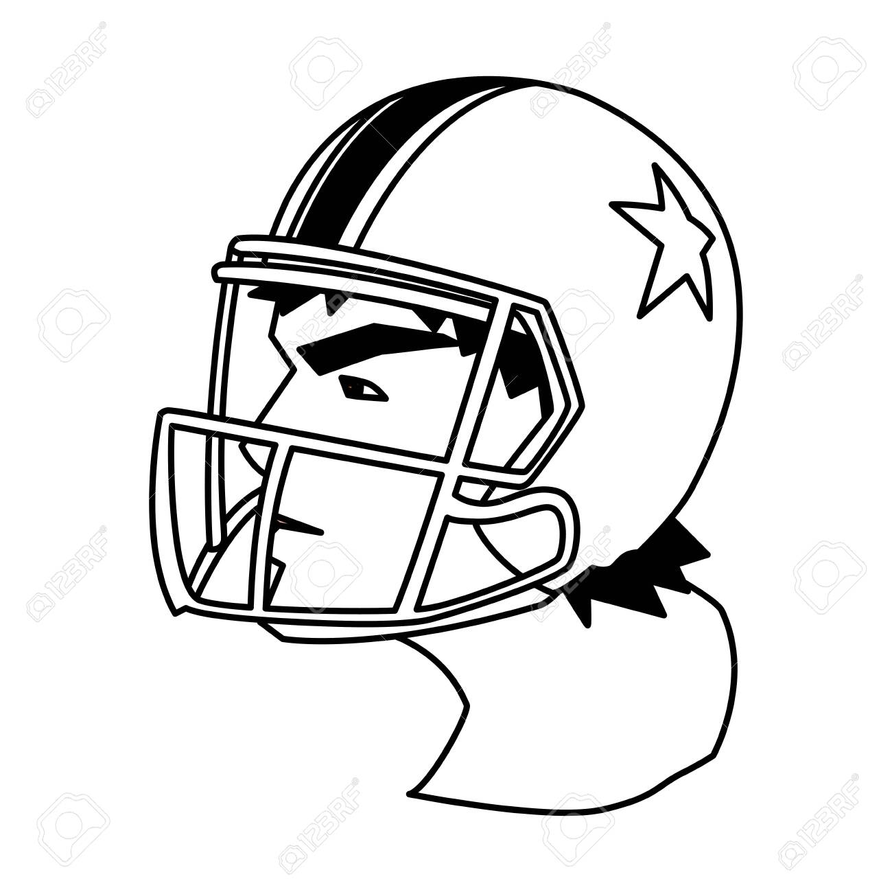 Head Of Man With Helmet, American Football Vector Illustration Design  Royalty Free SVG, Cliparts, Vectors, and Stock Illustration. Image  144937077., image size:1300x1299