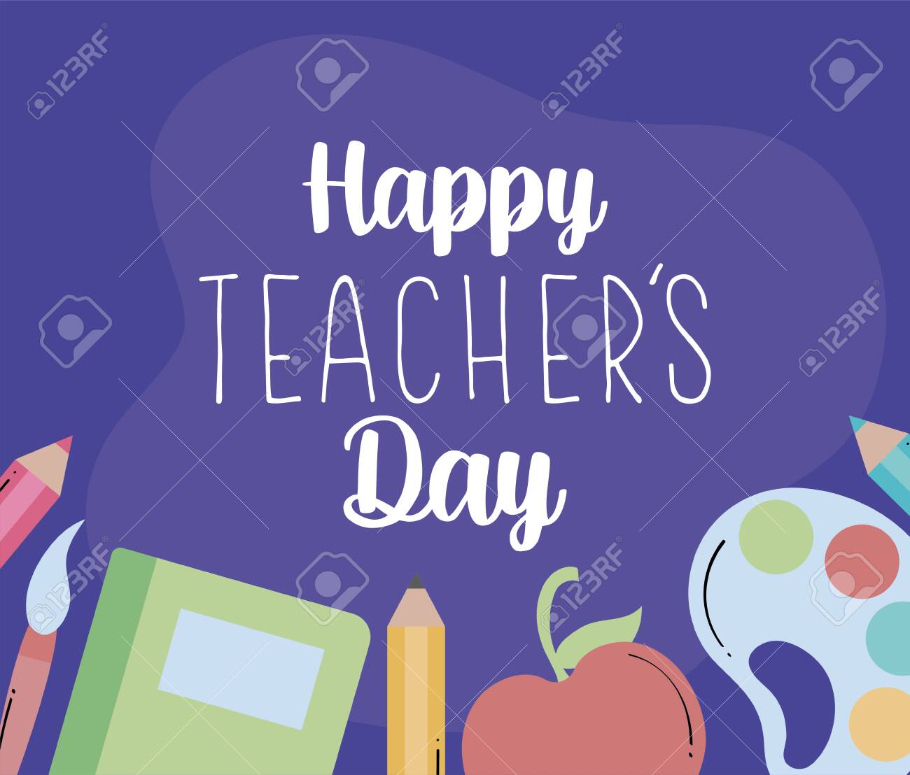 Cute Greeting Card Happy Teacher Day Vector Illustration Design ...