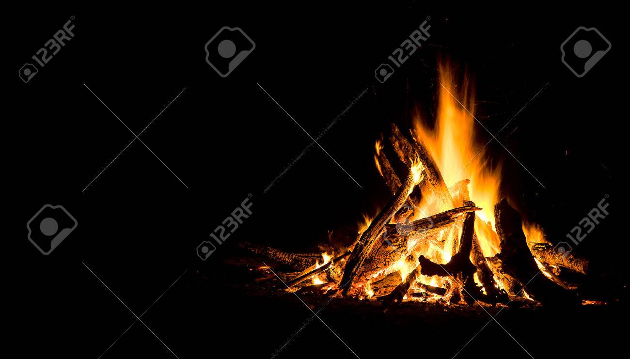Night Campfire With Available Space At Left Side Stock Photo Picture And Royalty Free Image Image