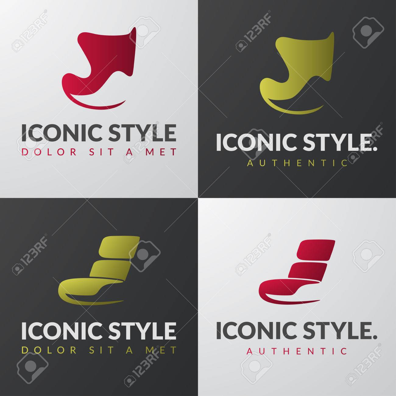 Set of furniture templates. Modern armchair design concepts. Lounge iconic chair sign. - 57606538 Set of furniture templates. Modern armchair design concepts. Lounge iconic chair sign. - 57606538