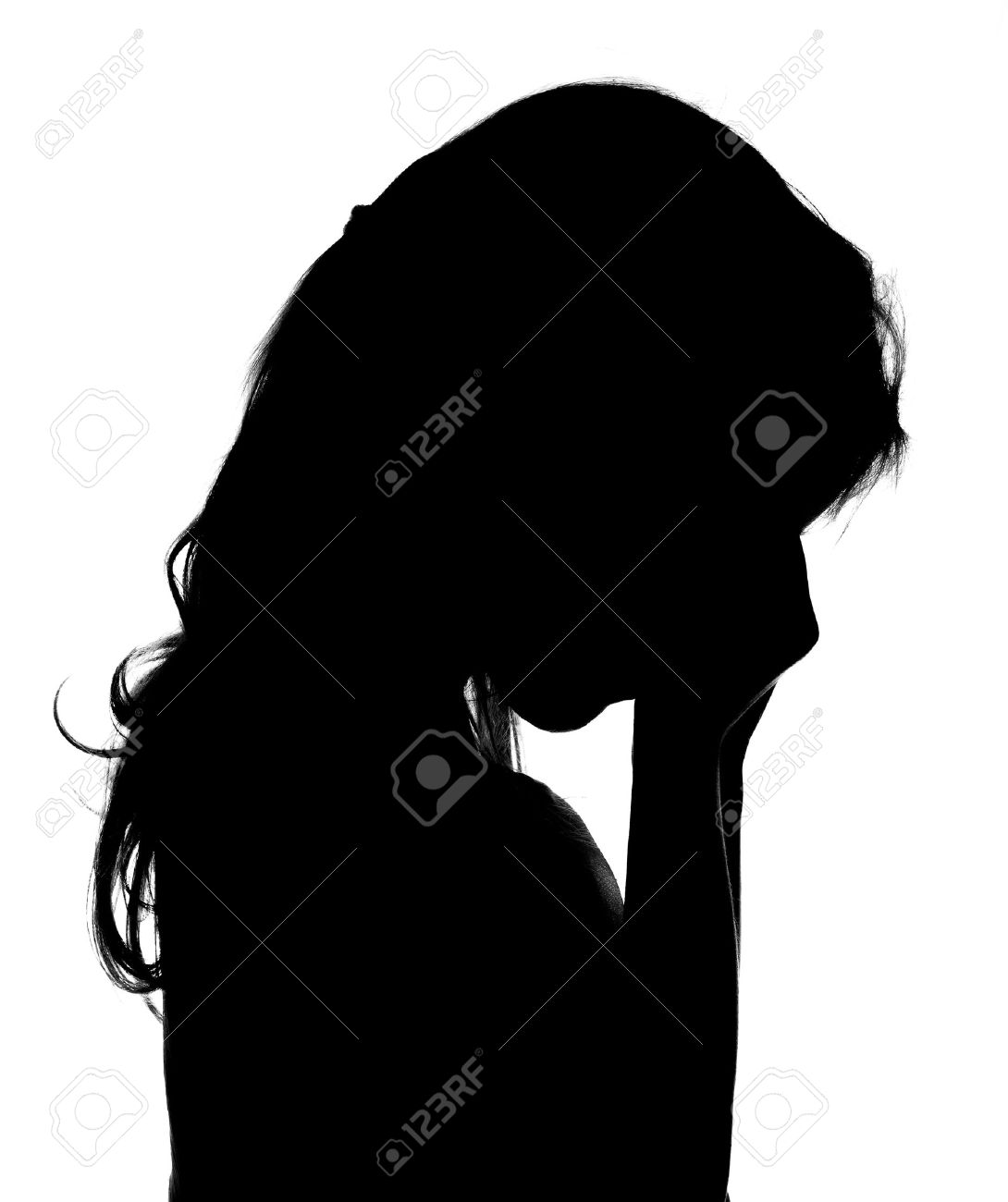 Silhouette of crying little girl. - 38862822 Silhouette of crying little girl. - 38862822