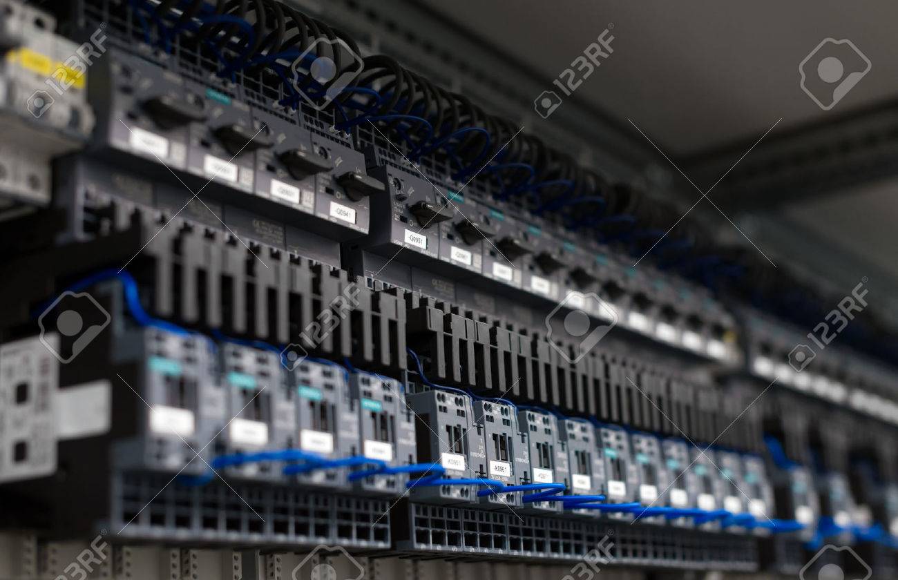 Close-up view of industrial contactors at factory. - 52064858 Close-up view of industrial contactors at factory. - 52064858