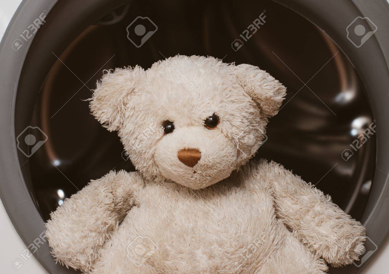 洗濯機の上に座っているクマのぬいぐるみ の写真素材 画像素材 Image 7510