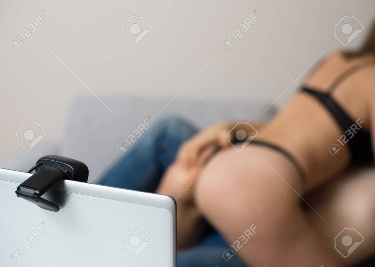 Seductive Couple Working As Webcam Models. Virtual Sex. Stock Photo,  Picture and Royalty Free Image. Image 91283387.