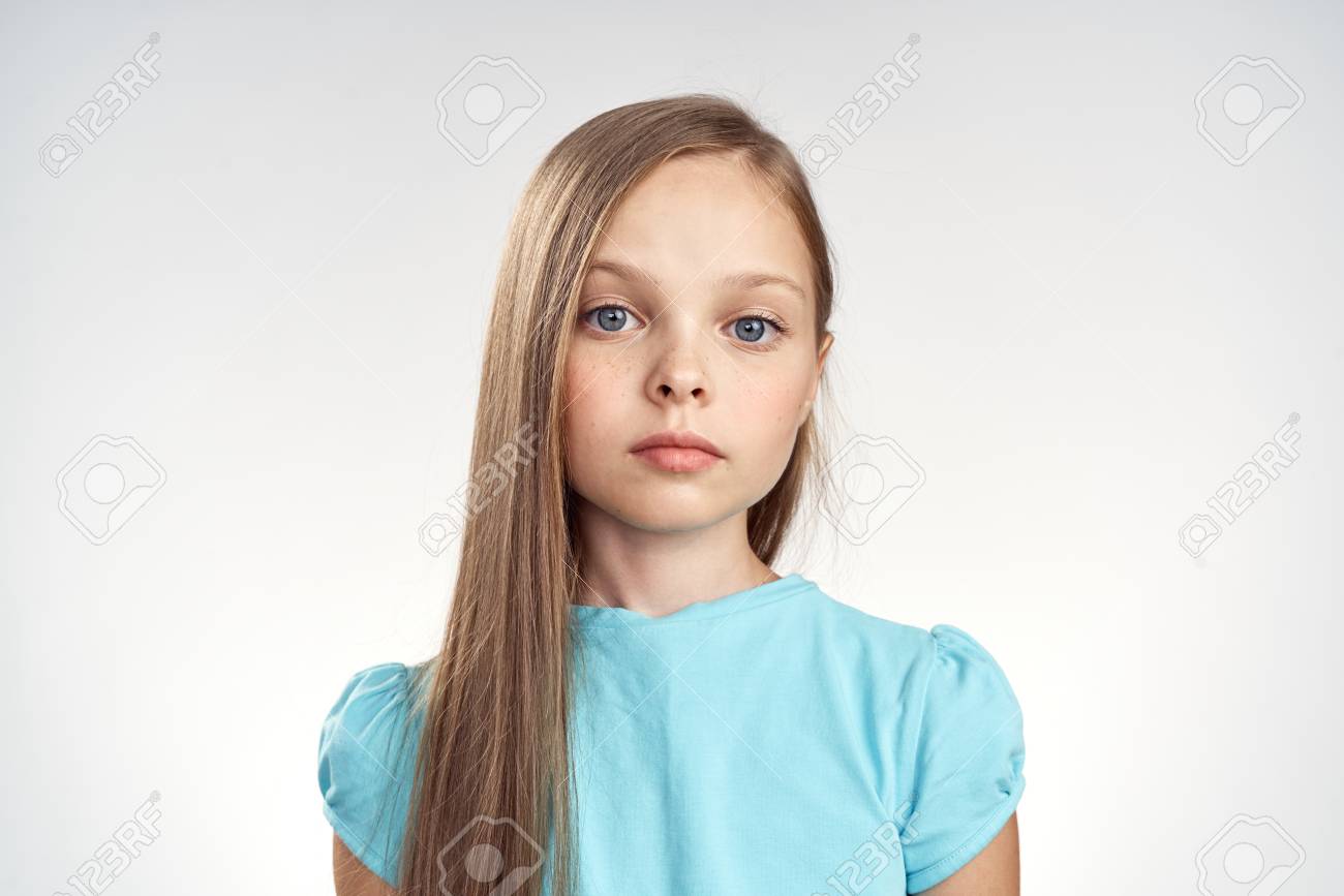 Little Girl With Long Straight Hair Portrait