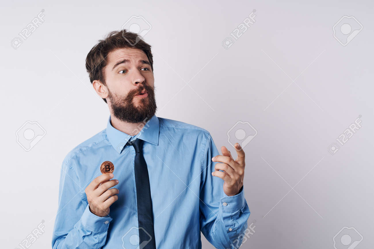 Business Man With Cryptocurrency Bitcoin Manager Investment Internet  Finance Stock Photo, Picture and Royalty Free Image. Image 174803513.