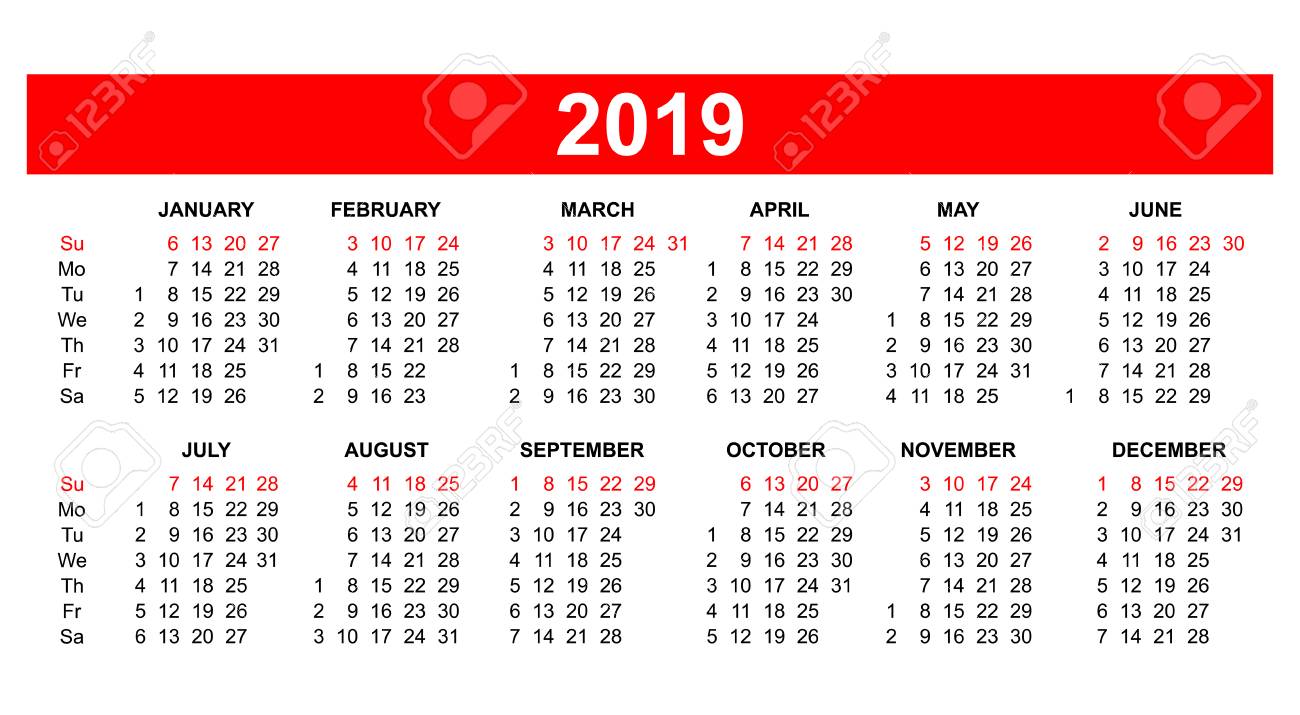 template usa american calendar grid 2019 in vector american template