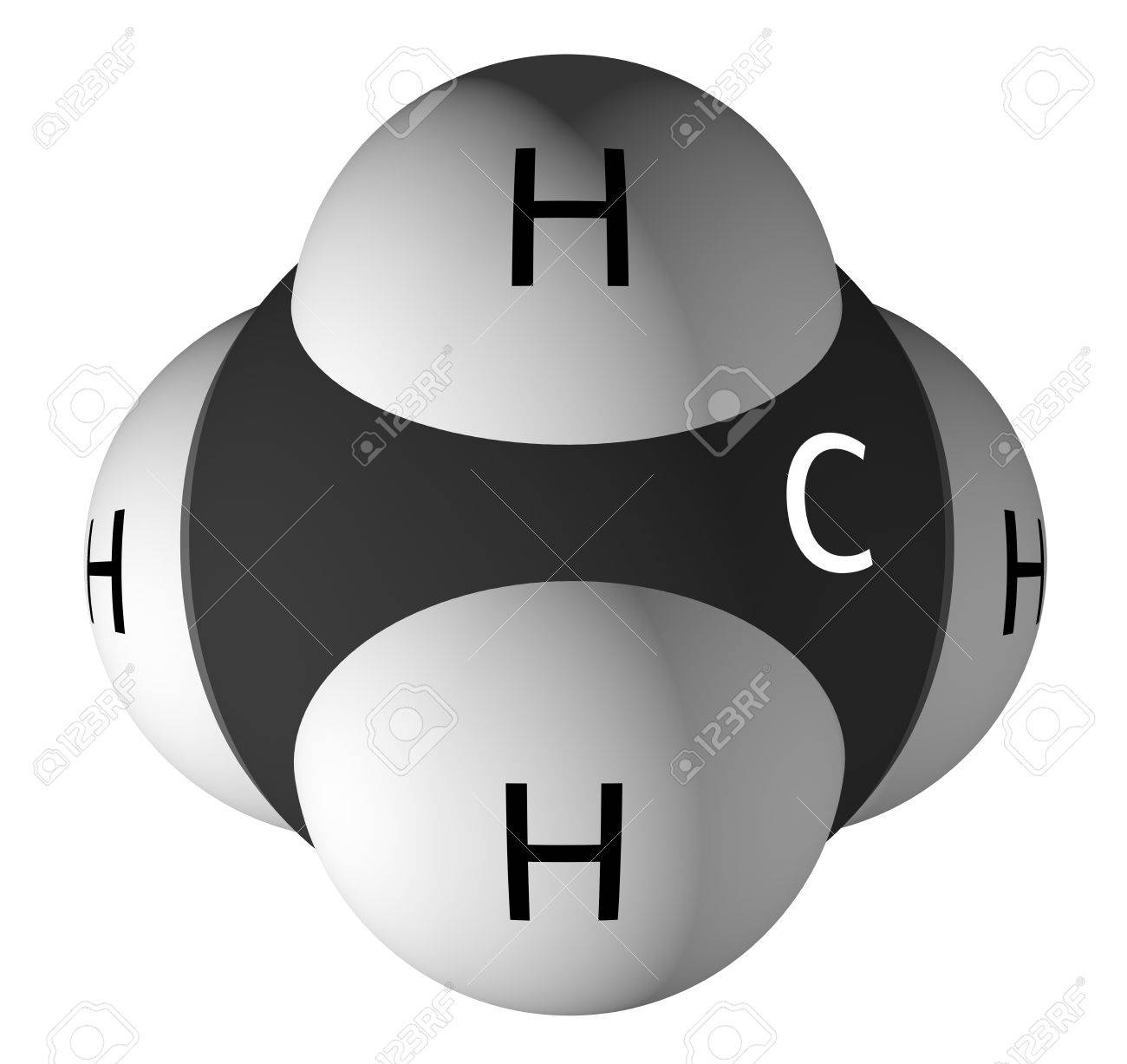 Methane Molecule Isolated On White. Hydrogen - White, Carbon - Black Stock  Photo, Picture and Royalty Free Image. Image 35894179., image size:1300x1227
