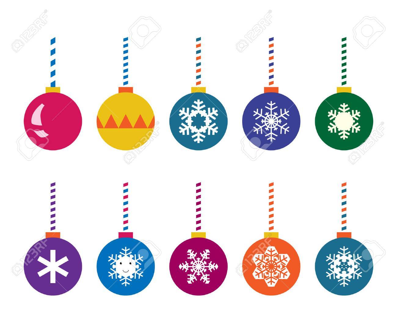 Christmas balls set. Multicolor, with snowflakes and designs. vector illustration, no transparency - 48297095 Christmas balls set. Multicolor, with snowflakes and designs. vector illustration, no transparency - 48297095