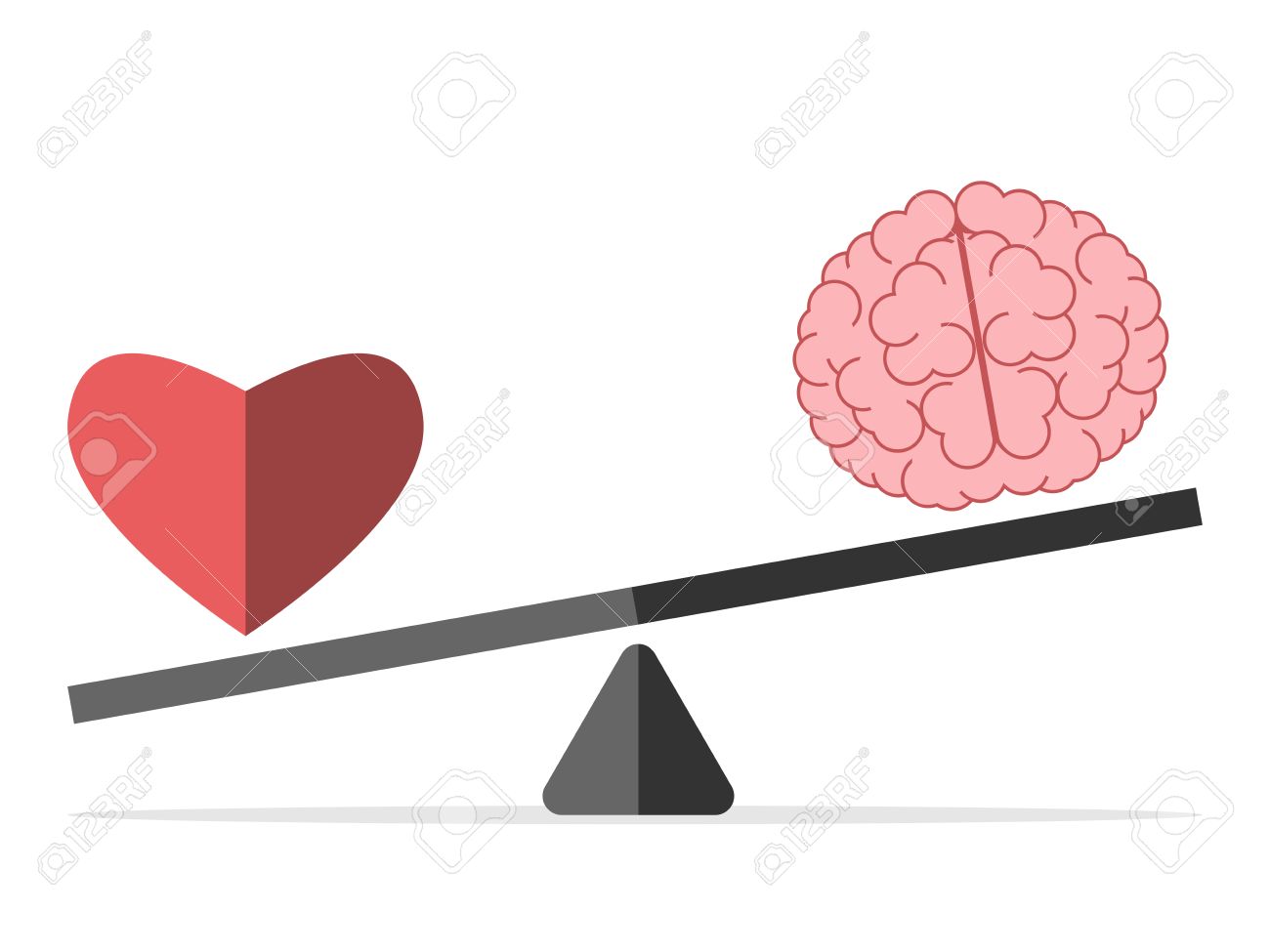 Heart and brain on scales isolated on white. Balance, love, mind, intelligence, logic, intelligent, emotion and choice concept. - 56597817 Heart and brain on scales isolated on white. Balance, love, mind, intelligence, logic, intelligent, emotion and choice concept. - 56597817