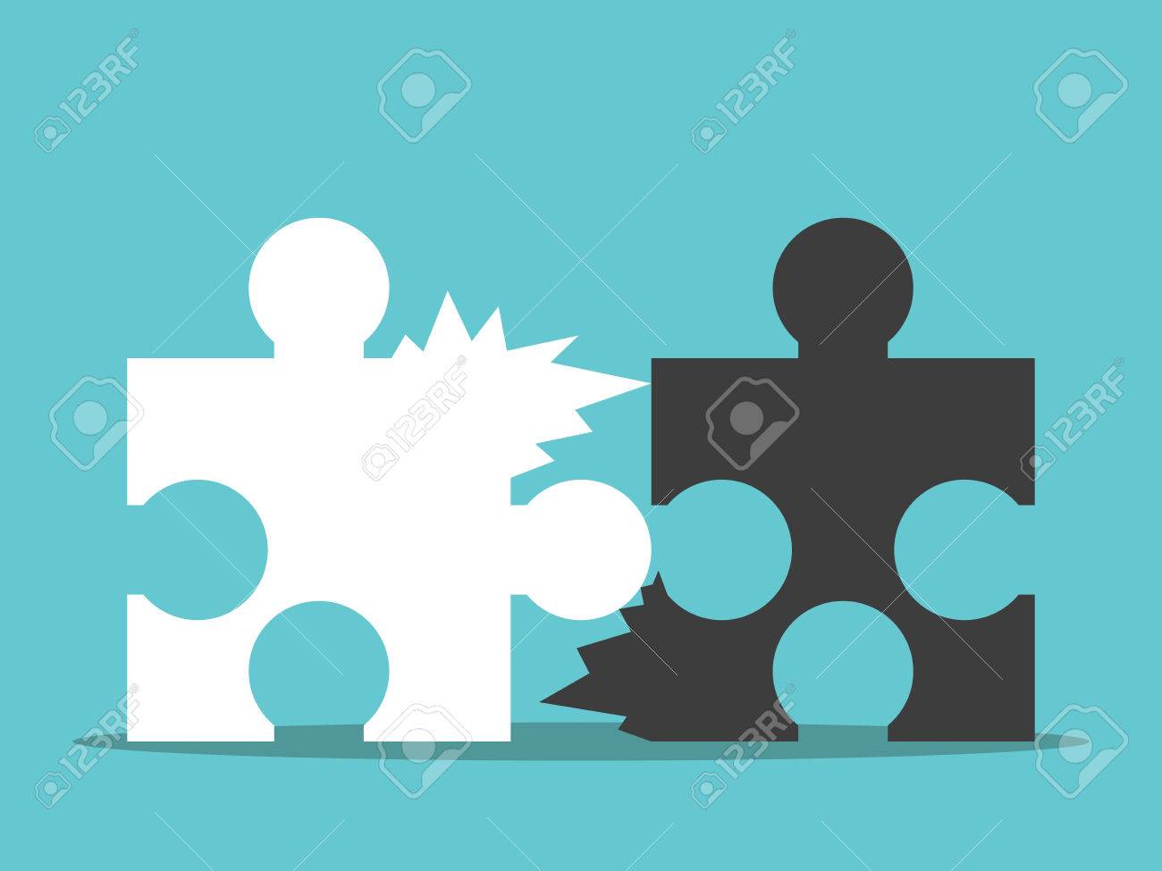 two jagged puzzle pieces unable to be joined together bad team