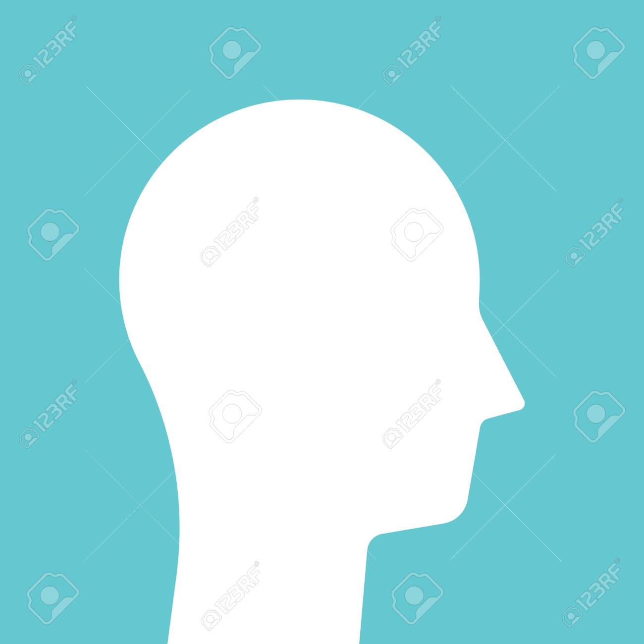 Male head on turquoise blue. White abstract simple geometric silhouette. Person, mind, intelligence, psychology, therapy concept. Flat design. EPS 8 vector illustration, no transparency, no gradients - 135302695 Male head on turquoise blue. White abstract simple geometric silhouette. Person, mind, intelligence, psychology, therapy concept. Flat design. EPS 8 vector illustration, no transparency, no gradients - 135302695