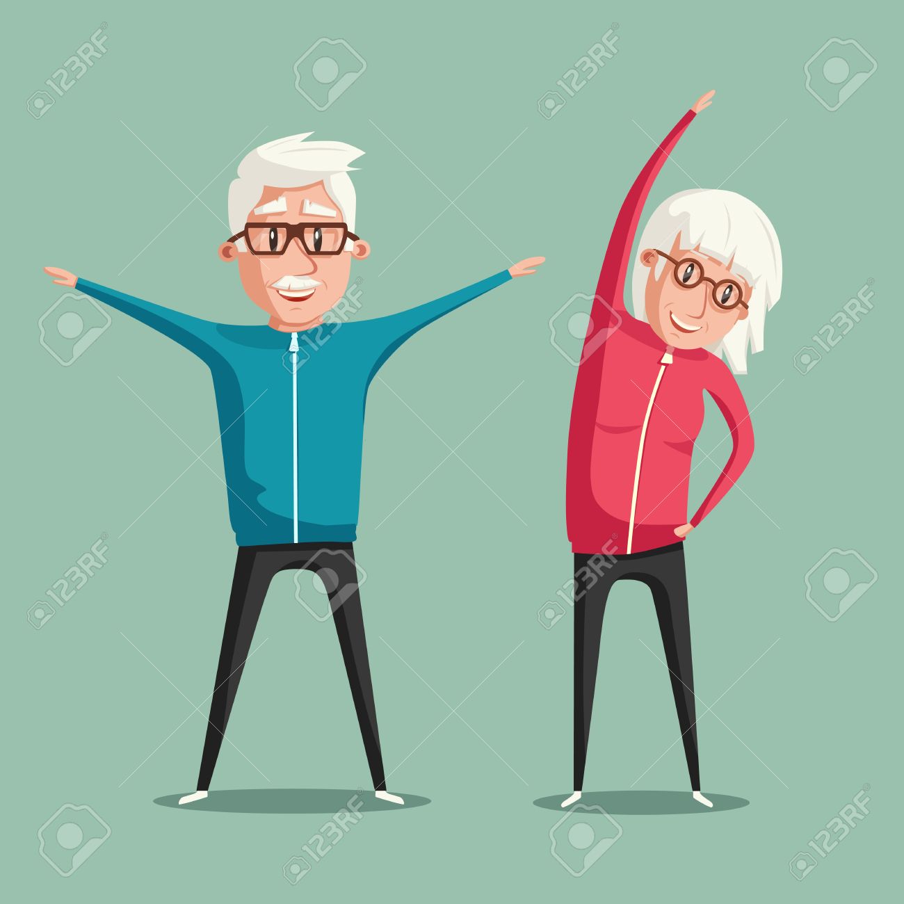 Ltere Leute Und Gymnastik Alteres Paar Grosseltern Machen Ubungen Sport Morgengymnastik Cartoon Vektor Illustration Lizenzfrei Nutzbare Vektorgrafiken Clip Arts Illustrationen Image