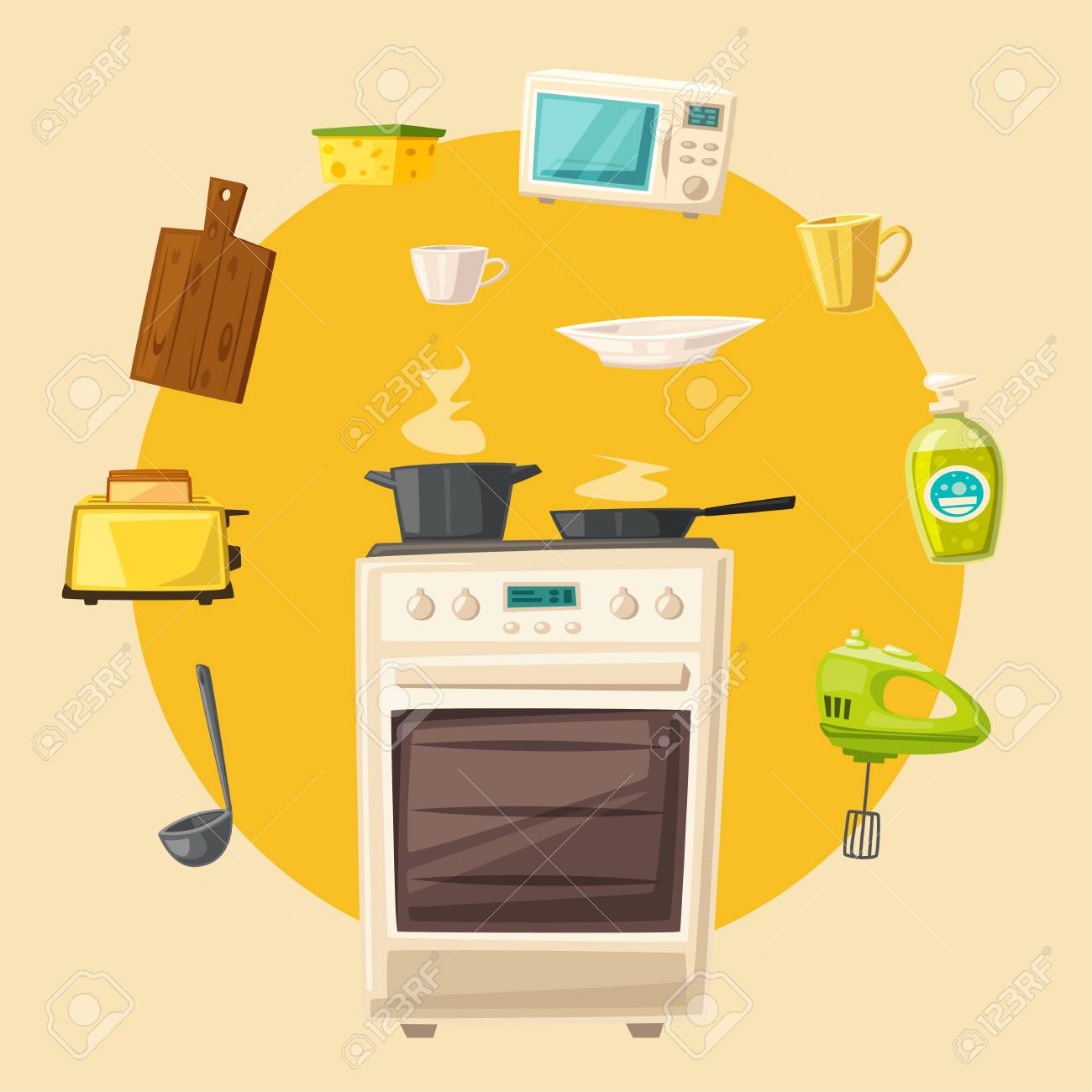 Interior De La Cocina Ilustracion De Vector De Dibujos Animados