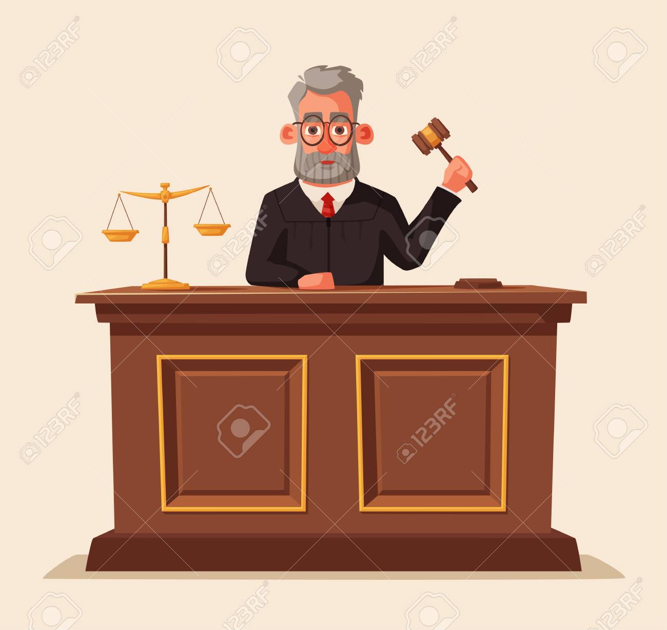 Judge Character With Hammer. Cartoon Vector Illustration. Royalty Free SVG,  Cliparts, Vectors, and Stock Illustration. Image 96838156., image size:1300x1229