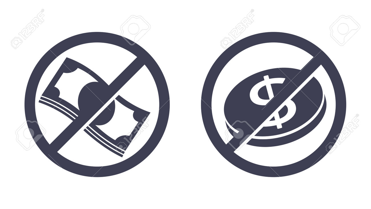 無料のアイコン、無料、未払いのサービスまたは製品 – お金の紙幣とコインに取り消し線を引いた – 分離型絵文字のイラスト素材・ベクター Image  201240098