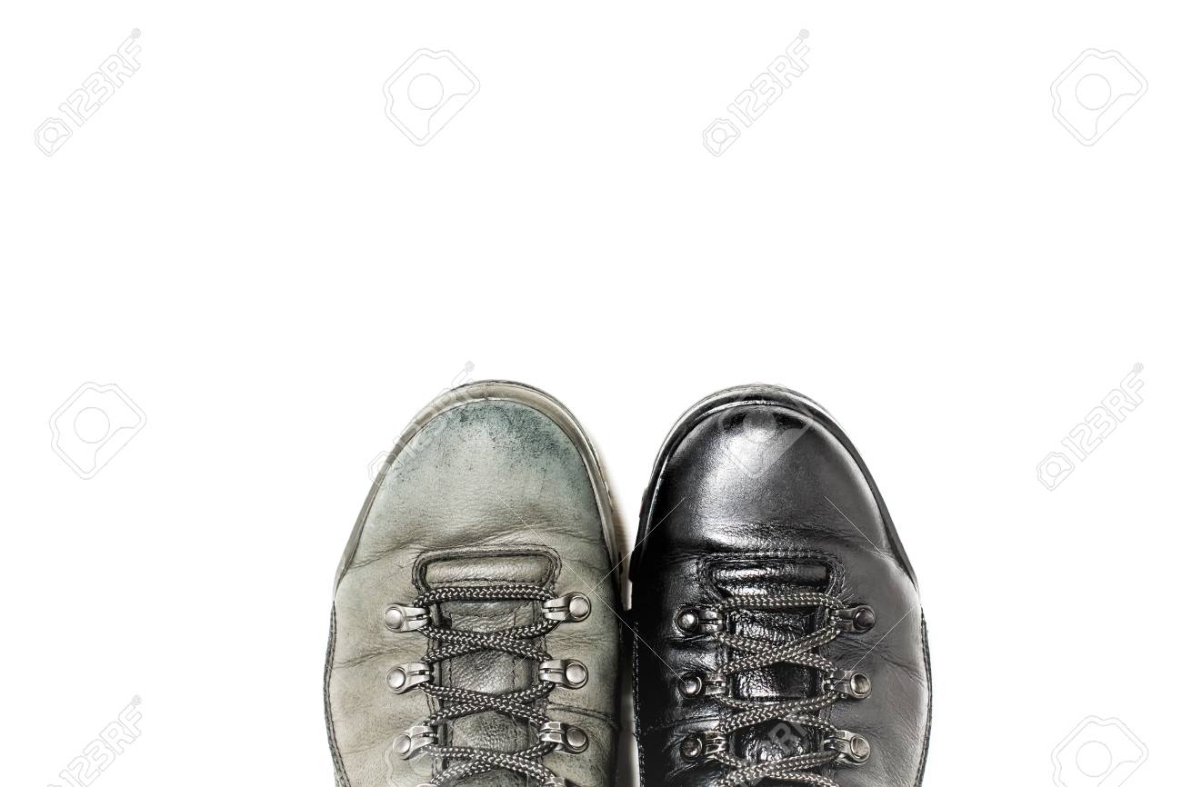 Zapatos Antes Y Después De Betún Zapatos Fotos, Retratos, Y Fotografía De Archivo Libres De Derecho. Image 59668607.