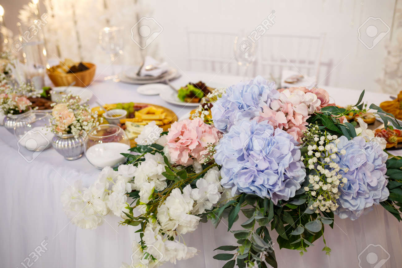 Wedding table for newlyweds with beautiful decorations - 155097231 Wedding table for newlyweds with beautiful decorations - 155097231