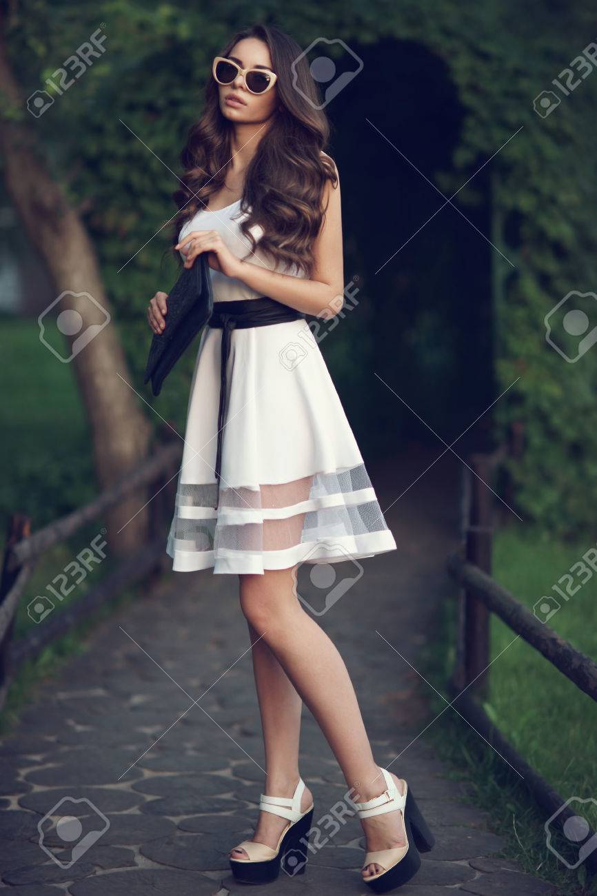 white dress with black belt