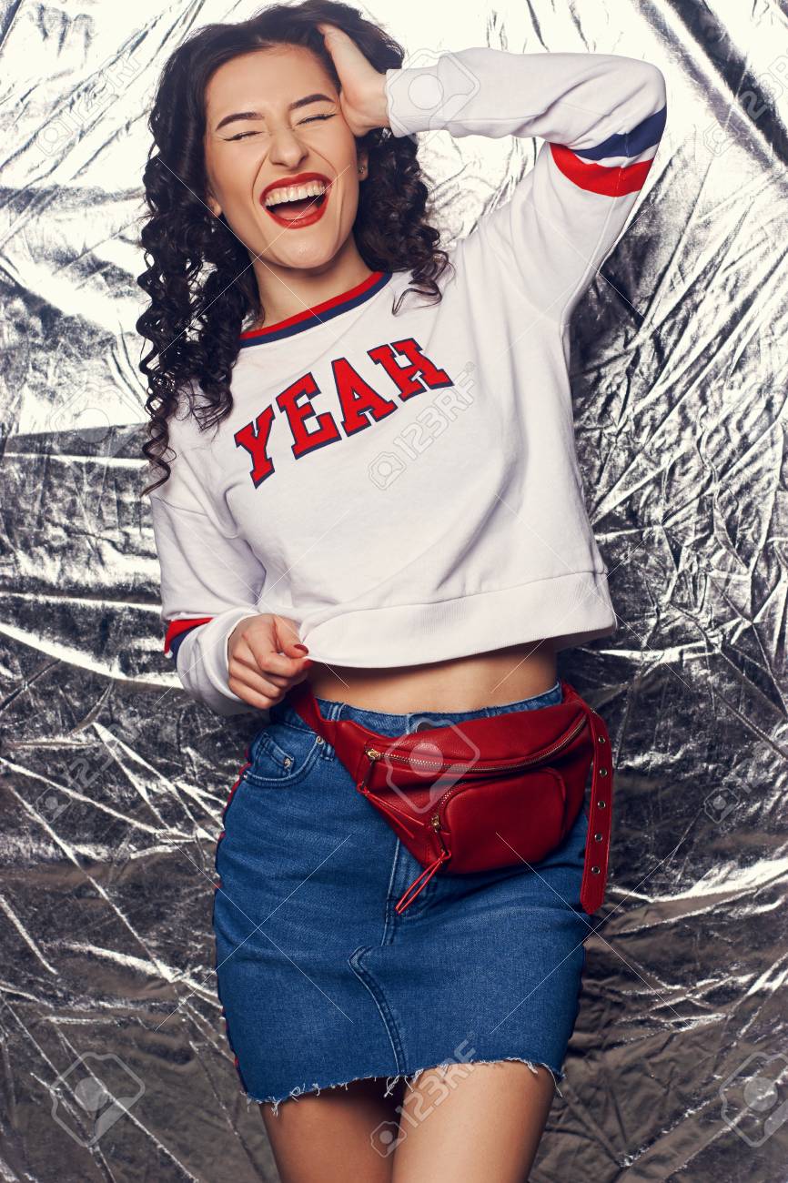 hoodie and denim skirt