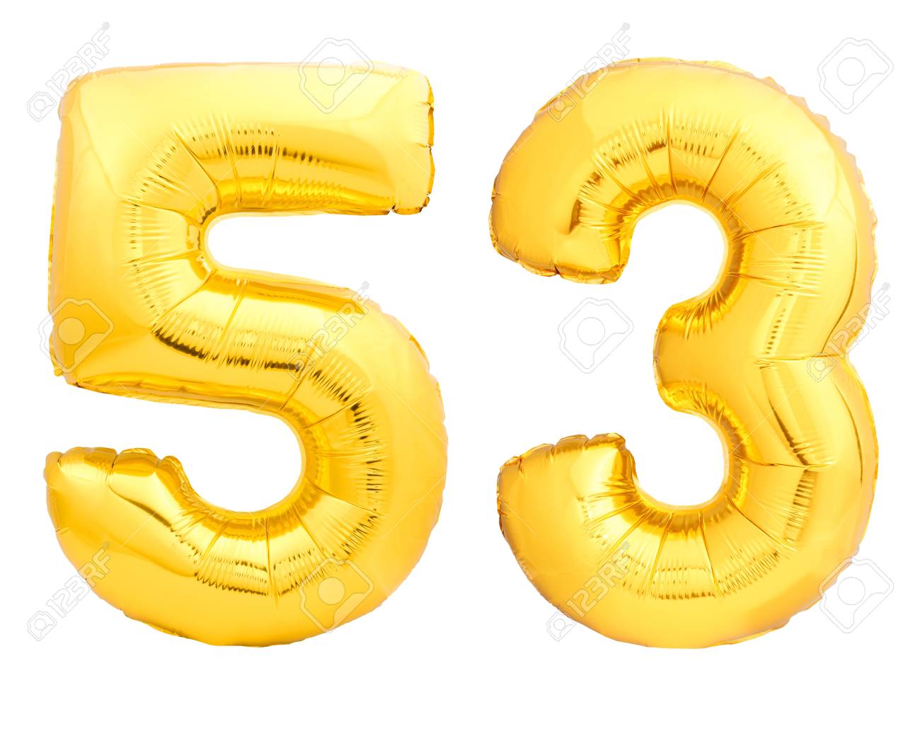 Golden Number 53 Fifty Three Made Of Inflatable Balloon Isolated Stock Photo Picture And Royalty Free Image Image