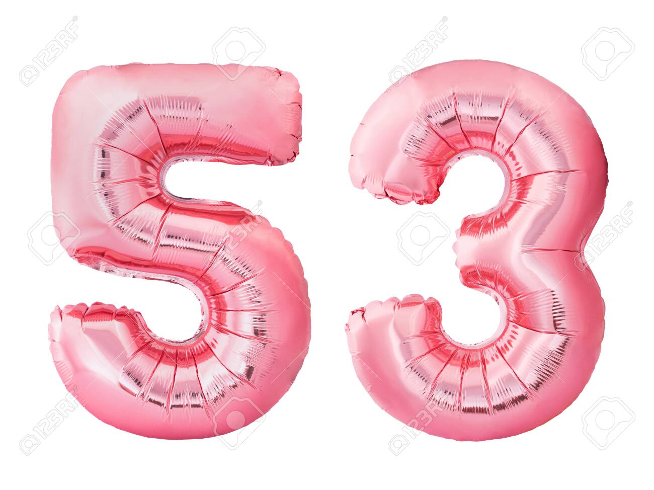 Number 53 Fifty Three Made Of Rose Gold Inflatable Balloons Isolated Stock Photo Picture And Royalty Free Image Image