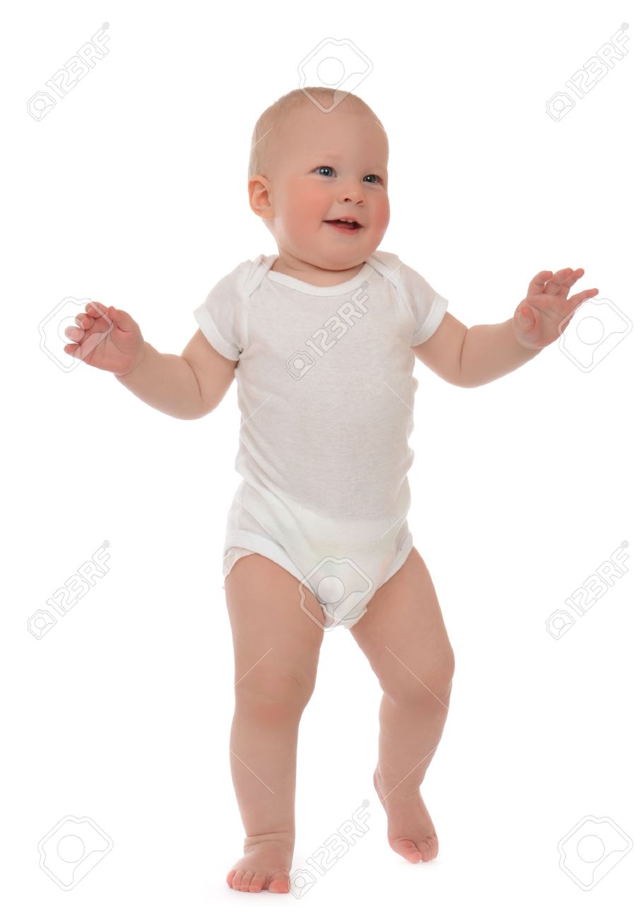Infant child baby kid toddler make first steps isolated on a white - 30896947 Infant child baby kid toddler make first steps isolated on a white - 30896947