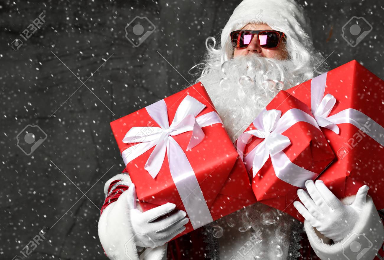 Santa Claus With Red Presents Gifts For 