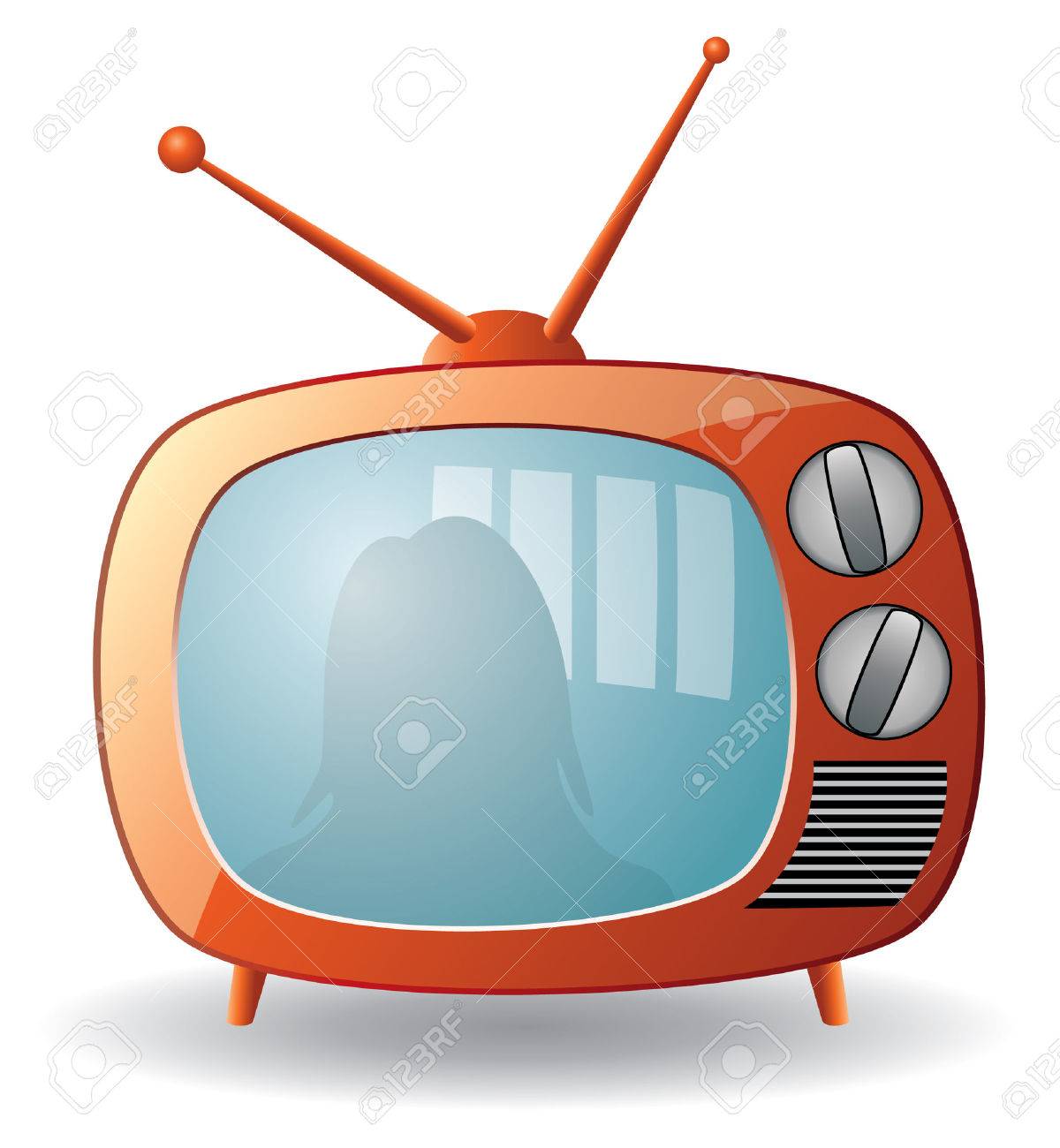 レトロなテレビ セット赤ベクトルします のイラスト素材 ベクタ Image