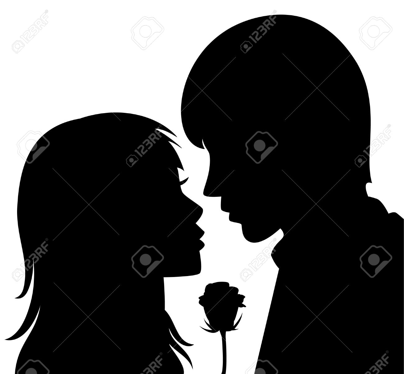 若い男性と女性のシルエット のイラスト素材 ベクタ Image