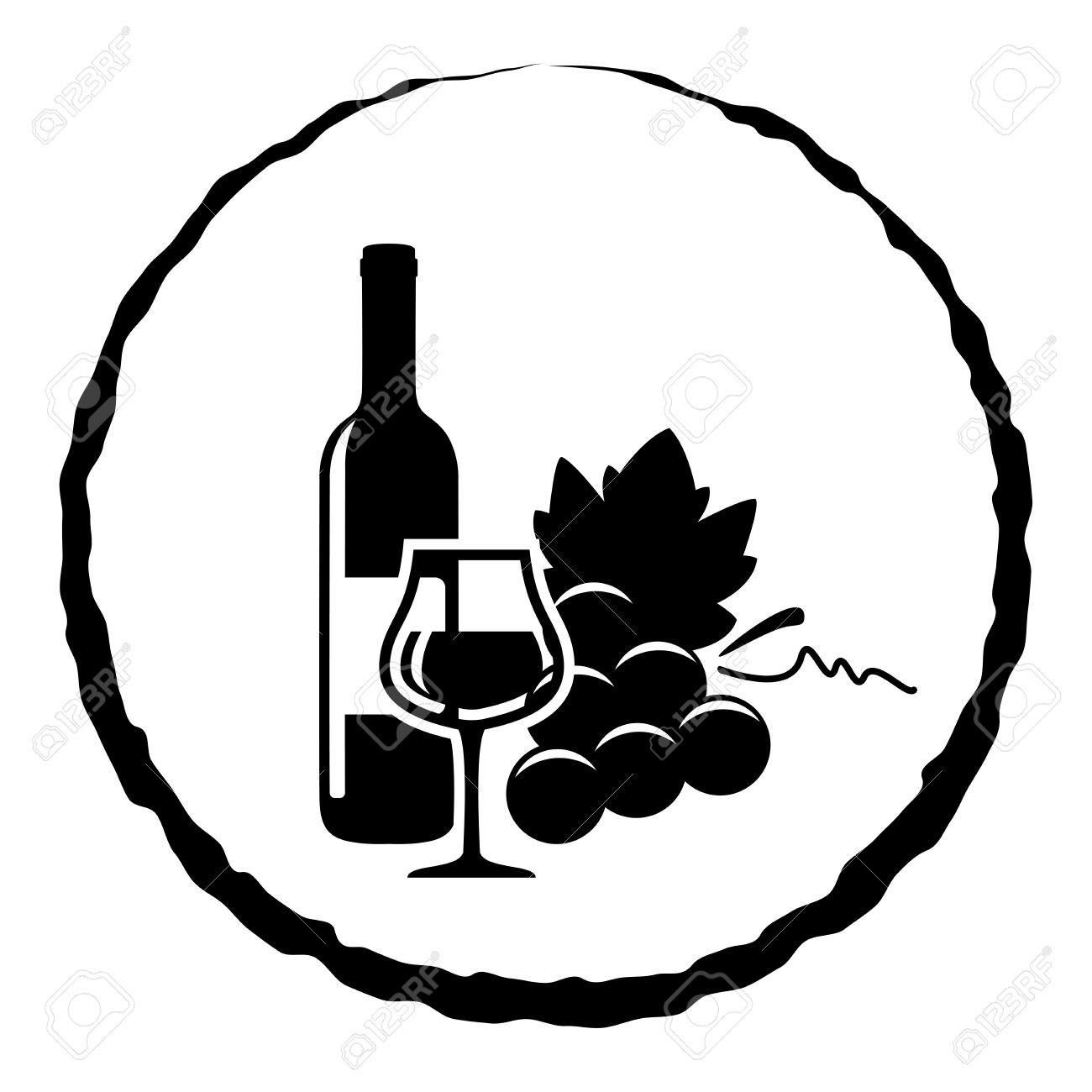 Vector Black And White Icon Of Red Wine Bottle, Glass And Grapes Royalty  Free SVG, Cliparts, Vectors, And Stock Illustration. Image 57956846.