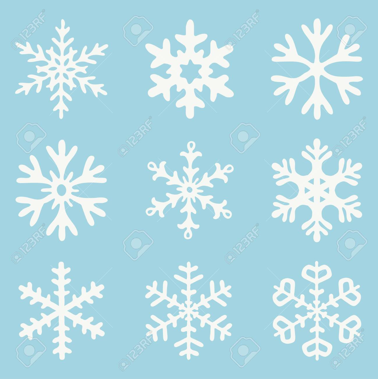 vector set of white snowflakes isolated on blue background. abstract snowflake drawing collection for christmas and winter illustrations - 136981996 vector set of white snowflakes isolated on blue background. abstract snowflake drawing collection for christmas and winter illustrations - 136981996