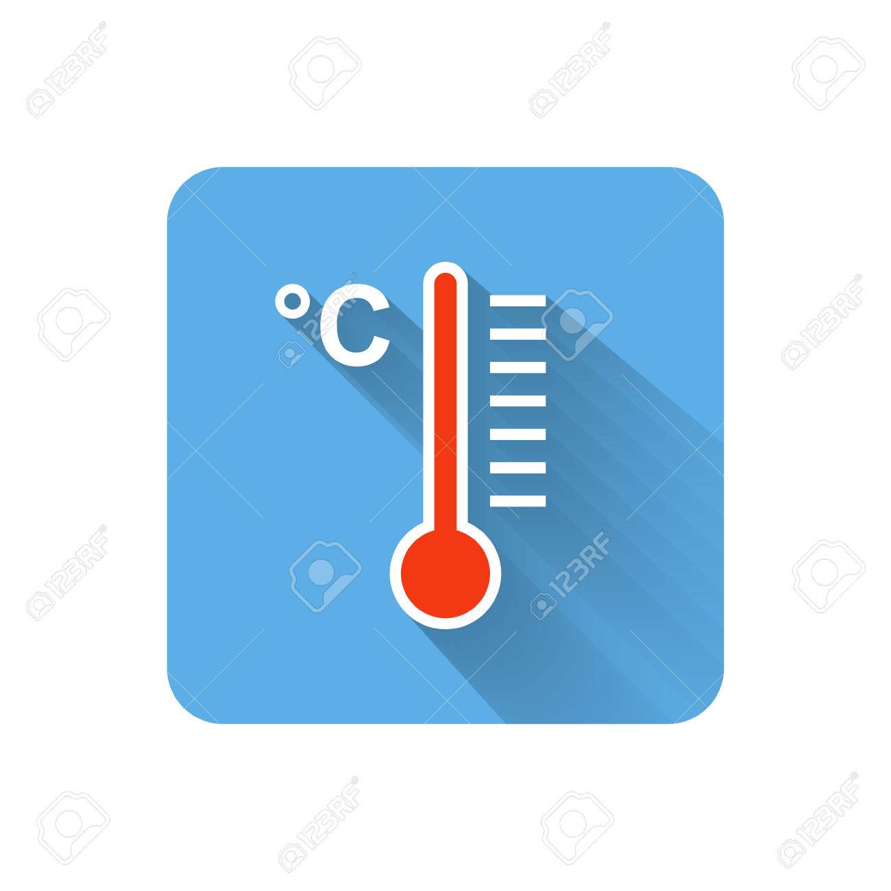 フラット温度計のアイコン 摂氏スケール ベクトル図のイラスト素材 ベクタ Image