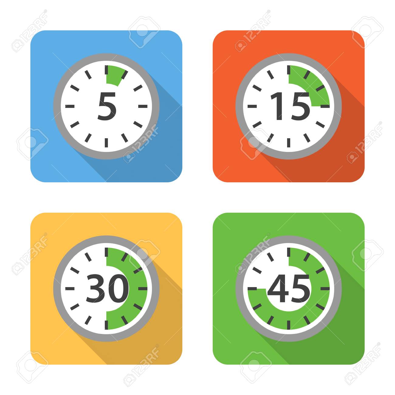 長い影とフラットな時間間隔のアイコン ベクトル イラスト のイラスト素材 ベクタ Image