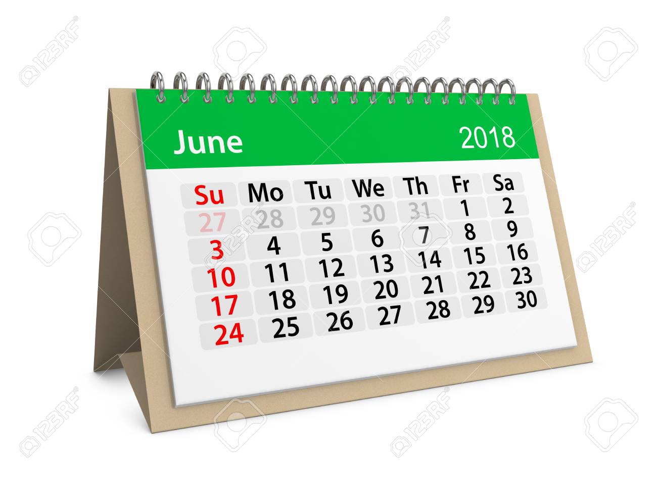 Monthly Table Calendar For June 18 3d Illustration Stock Photo Picture And Royalty Free Image Image