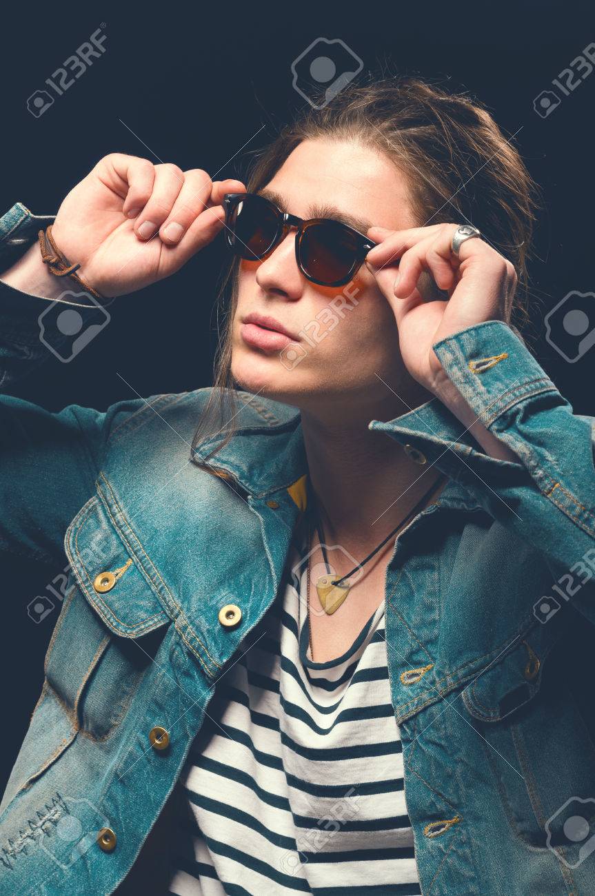 rock and roll man guy in a rocker clothes rock style casual