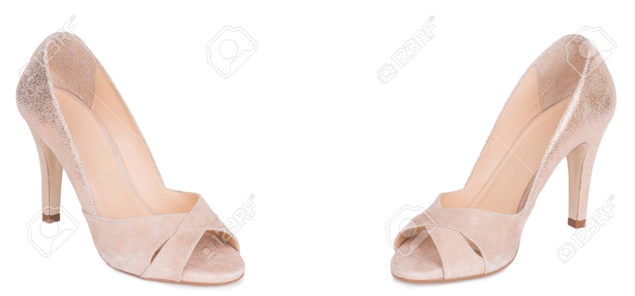 beige peep toe heels