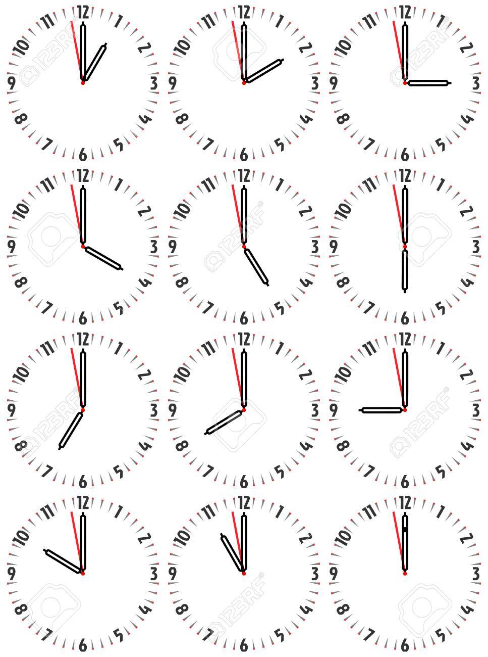 A Set Of Mechanical Clocks With An Image Of Each Of The Twelve ... A Set Of Mechanical Clocks With An Image Of Each Of The Twelve ...