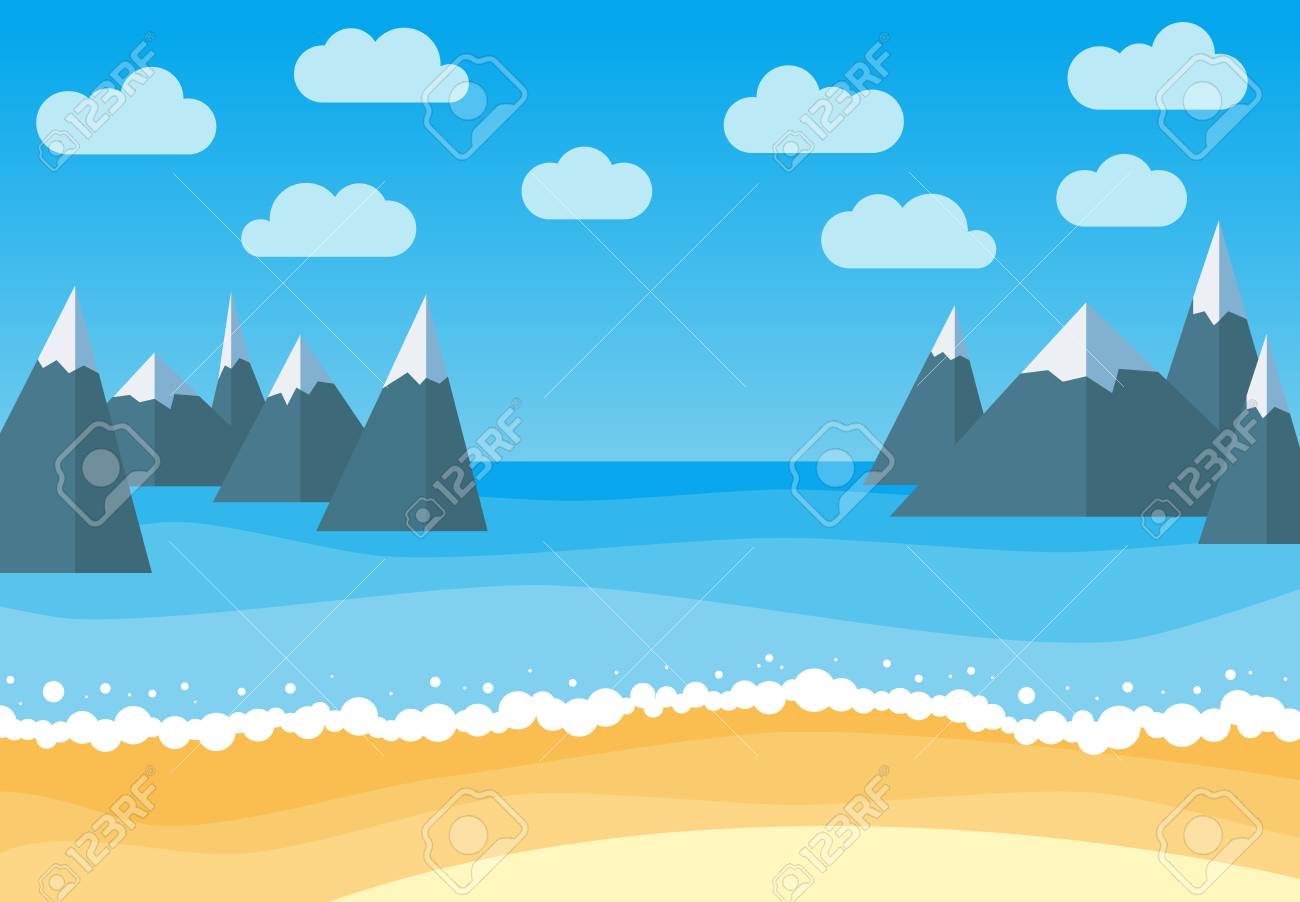 夏のビーチと岩とベクトル風景 砂浜 青空 海と山の波 風景ベクトルイラスト のイラスト素材 ベクタ Image 夏のビーチと岩とベクトル風景 砂浜 青空 海と山の波 風景ベクトルイラスト のイラスト素材 ベクタ Image