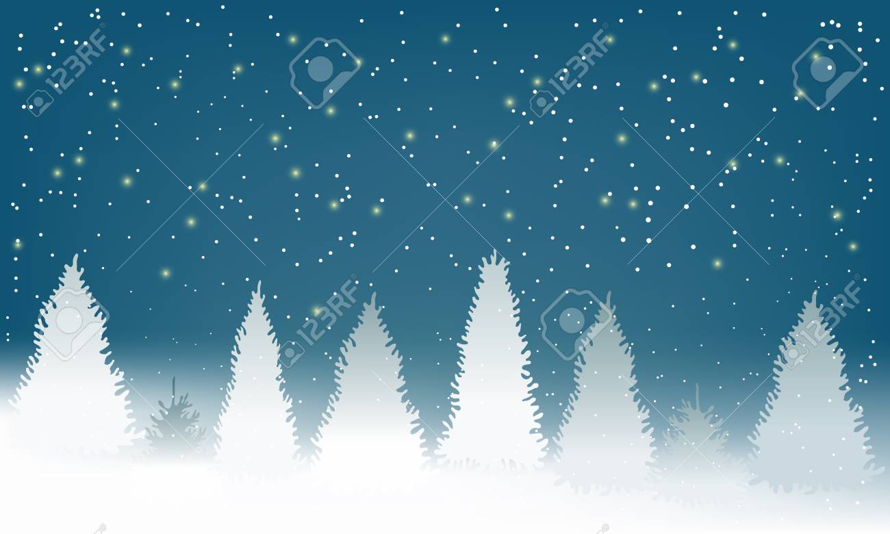 Winter Snowy Woodland Landscape with falling snow. Winter background. Vector illustration - 125848956 Winter Snowy Woodland Landscape with falling snow. Winter background. Vector illustration - 125848956