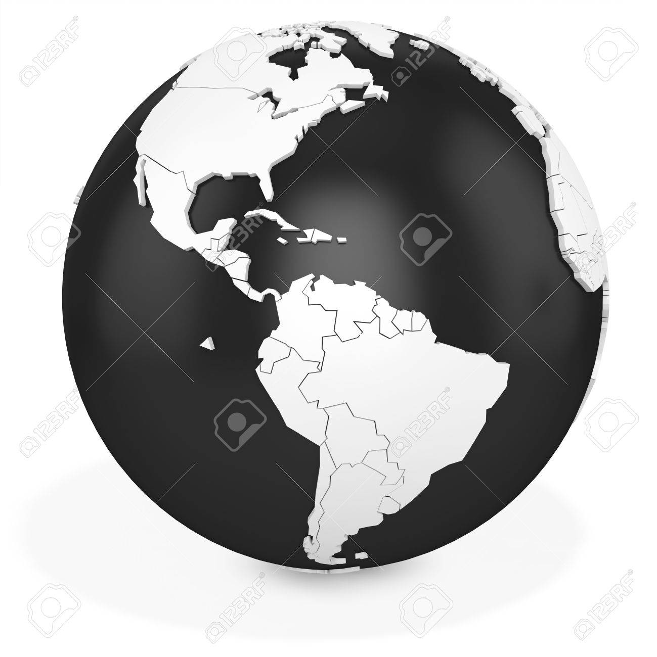 3d Black Earth Globe On White Background Stock Photo, Picture And Royalty Free Image. Image 34474600.