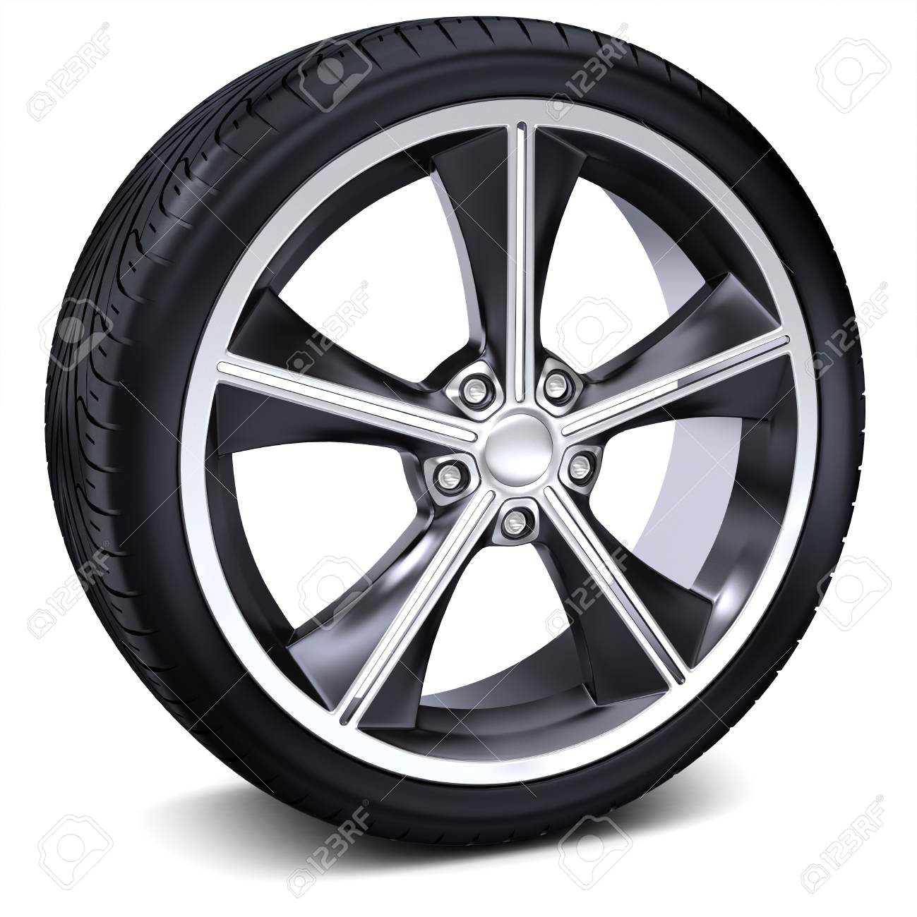 白い背景の上縁の 3 D の詳細な車のホイール の写真素材 画像素材 Image